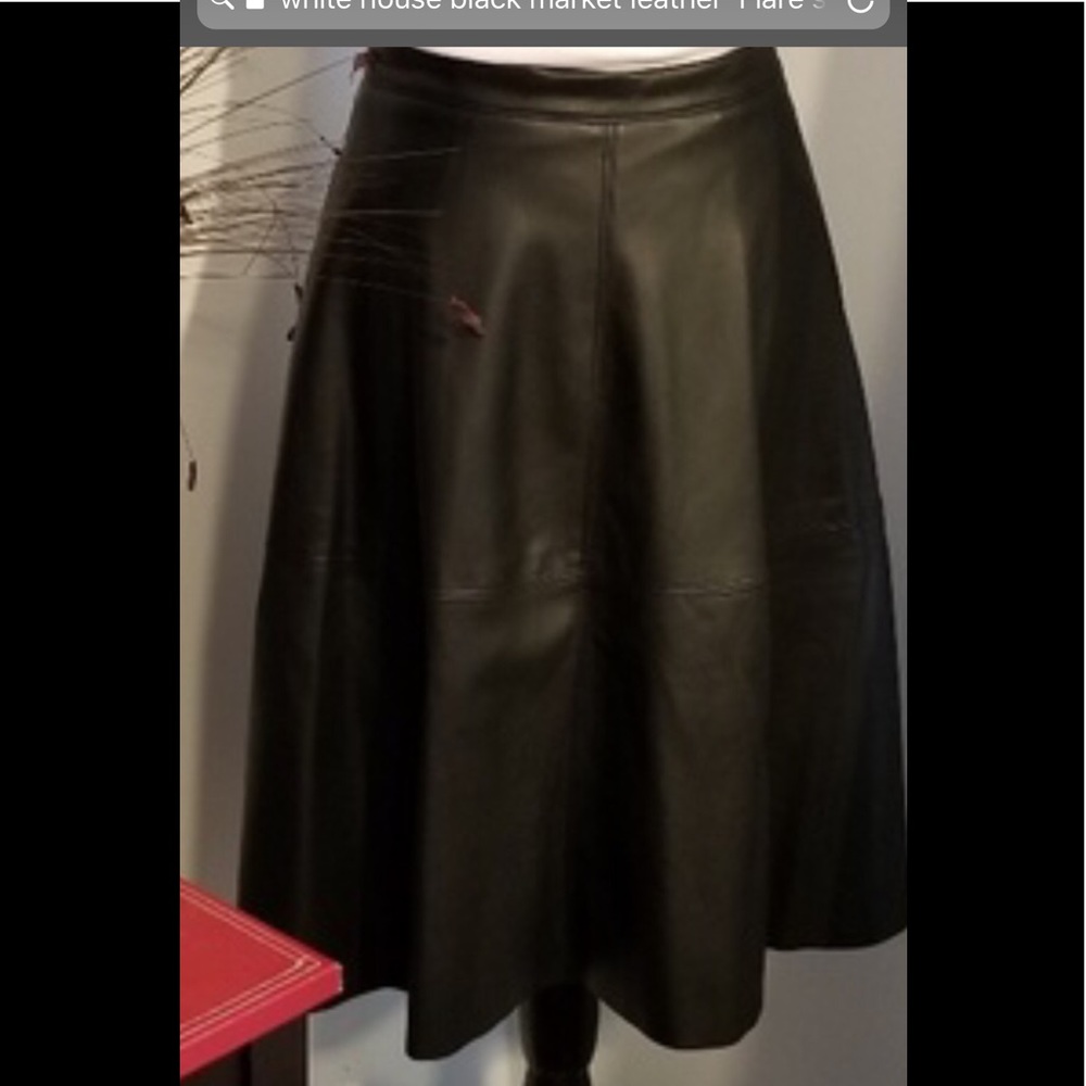 White House black market flare faux leather skirt